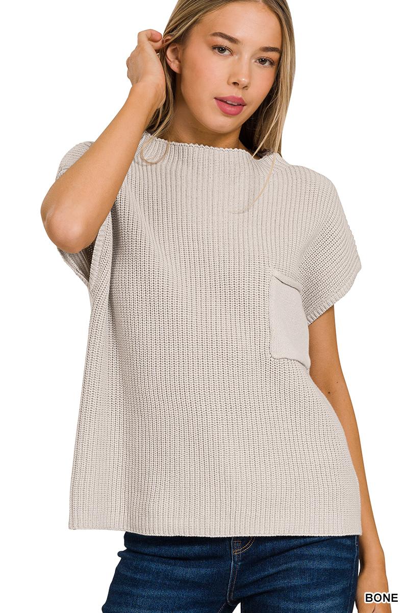 Monck Neck Short Sleeve Sweater