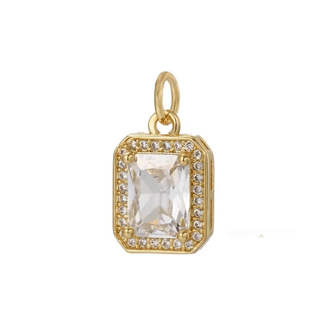 Diamond Pendant Charm ~ 14k Gold Plated Brass