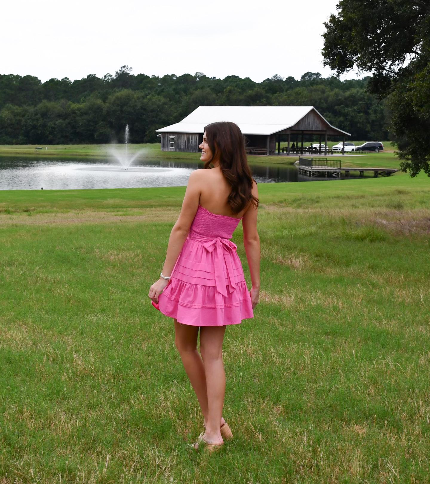 SMOCKED TIERED MINI DRESS