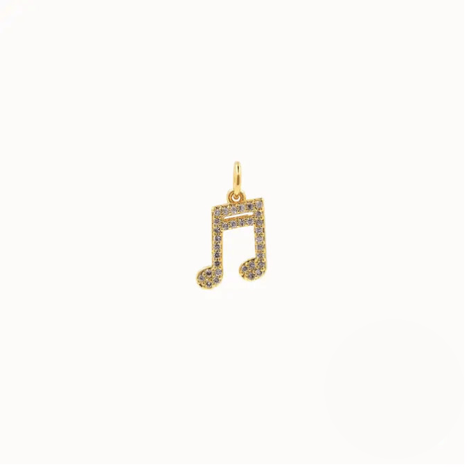 Melody Sparkle Note Charm ~ 14k Gold Plated Brass