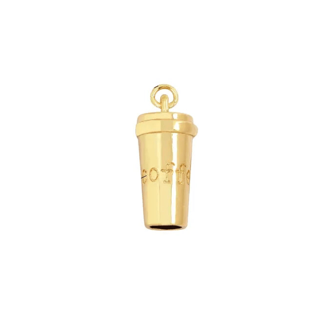 Coffee Charm ~ 14k Gold Plated Brass