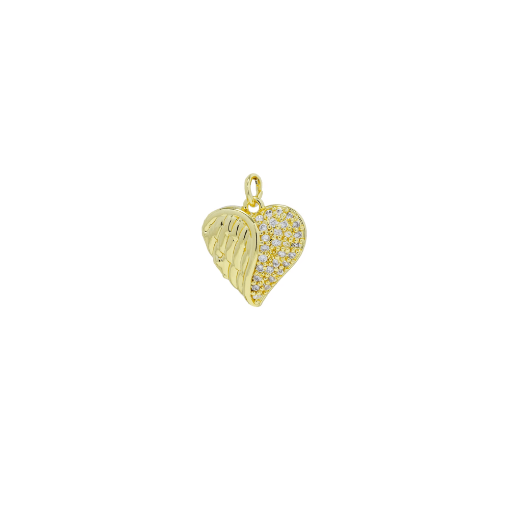 Heavenly Heart Charm ~ 14k Gold Plated Brass Charm