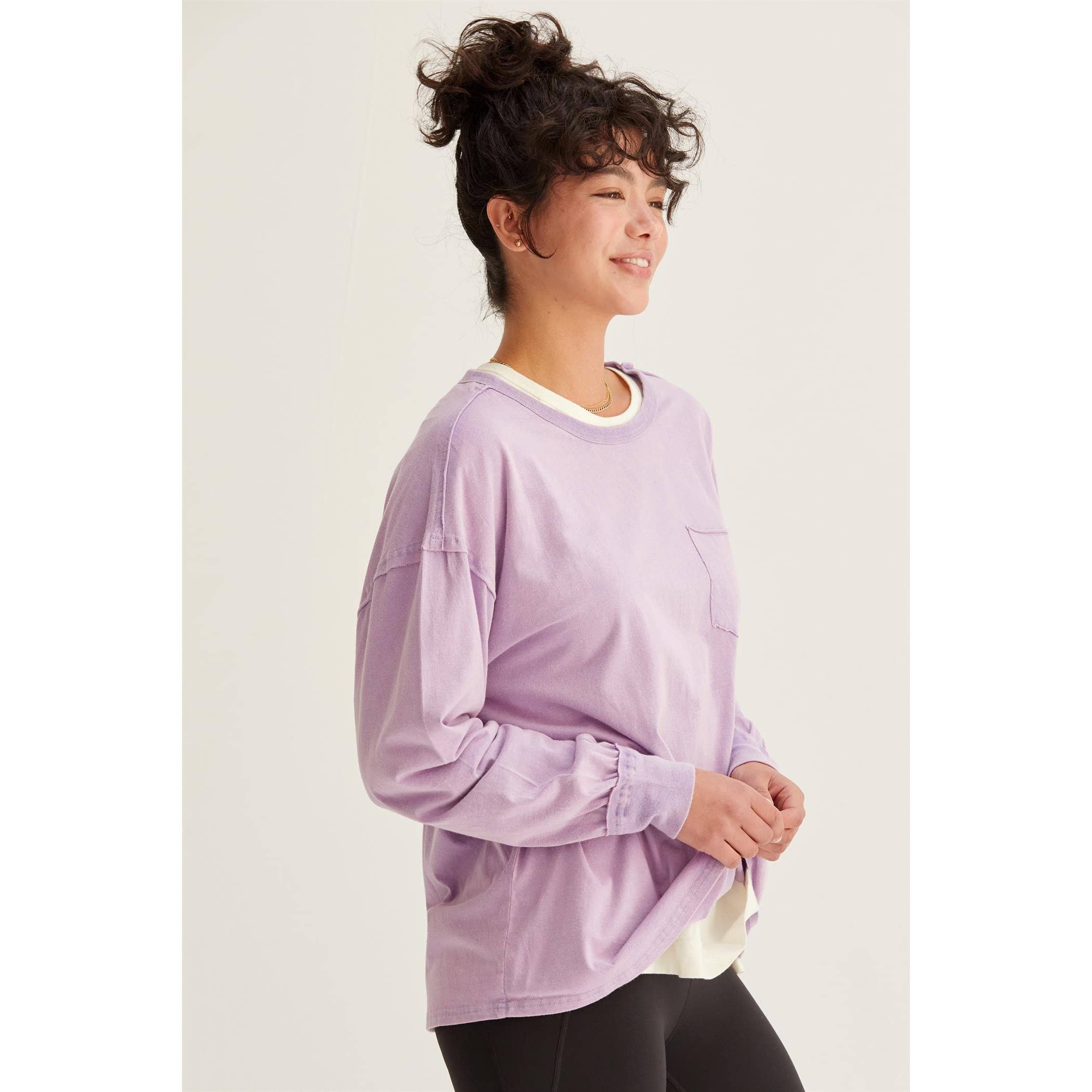 DZ24F699-OVERSIZED WASHED LONG SLEEVE POCKET TEE