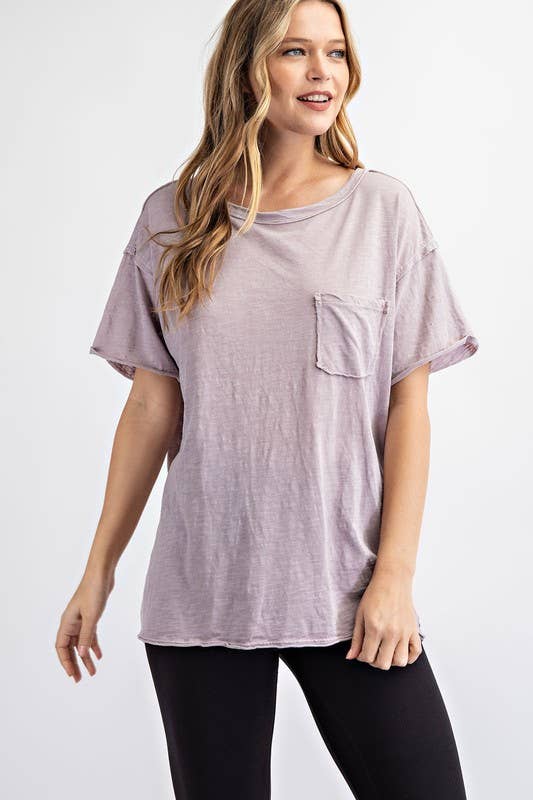 T289737 MINERAL WASHED SHORT SLEEVES WITH POCKET