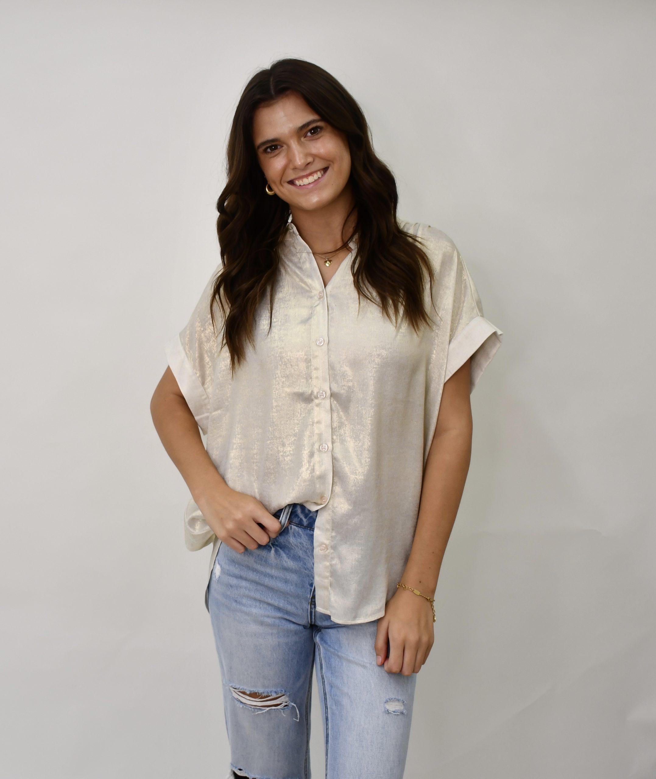 Jodifl Shimmer Button Up Blouse