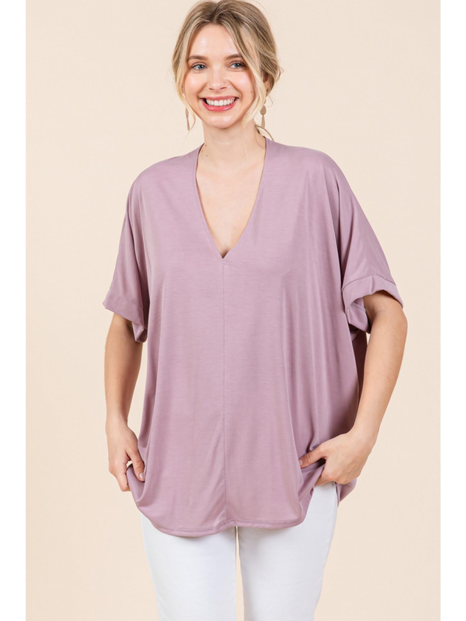 Jodifl Mauve V-Neck Front Seam Top