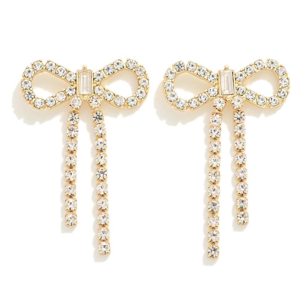 Gold Rhinestone Bow earrings