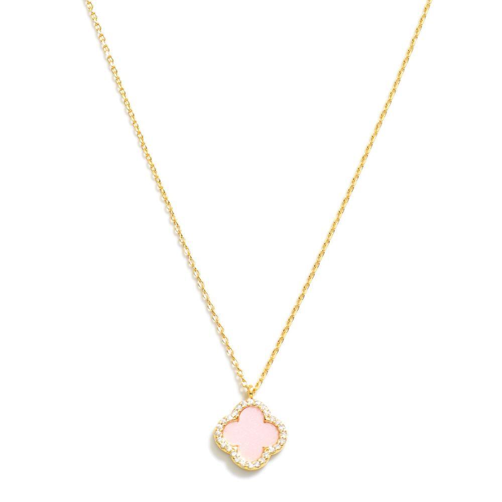 Gold Dipped Chain Link Necklace Featuring Clover Pendant