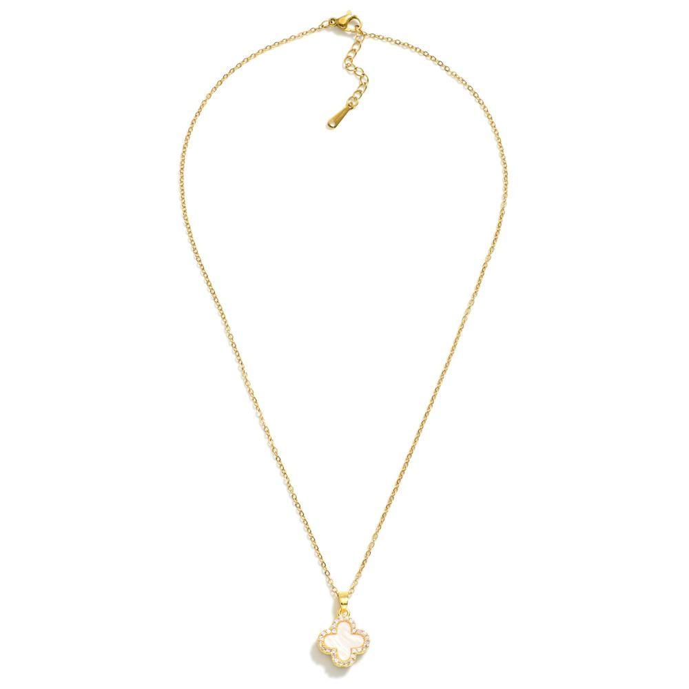 Reversible Dainty Chain Link Clover Necklace