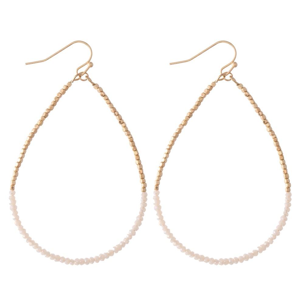 Long Dainty Beaded Teardrop Earrings