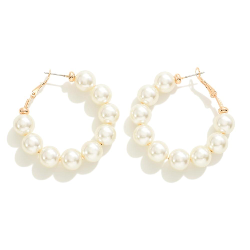 Simple Pearl Beaded Hoop Earring