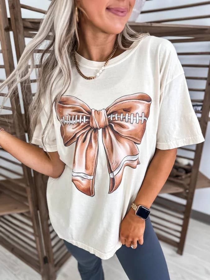 Football Bow Ivory Graphic Tee