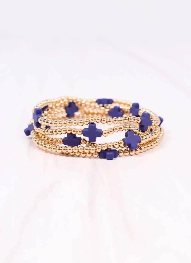 Brittany Cross Bracelet Set NAVY