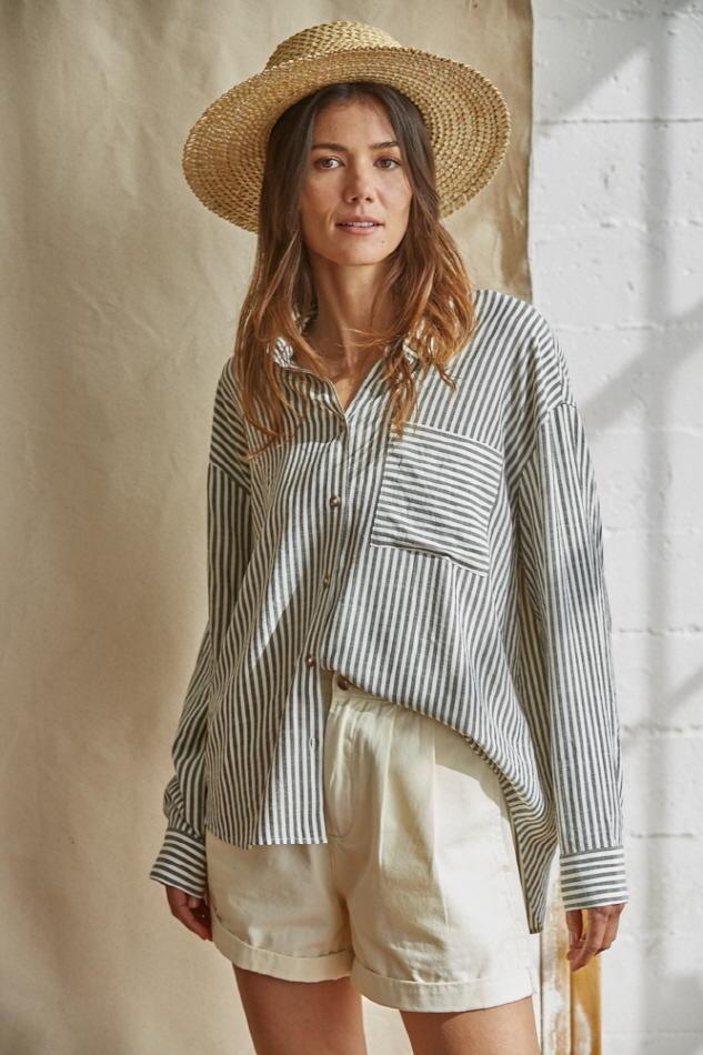 Stripped button up