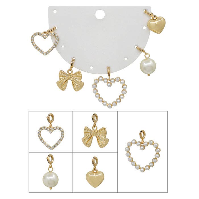 Heart, Ribbon, Pearl, Necklace Charms, Perfect for Creating your own Charm Necklace!