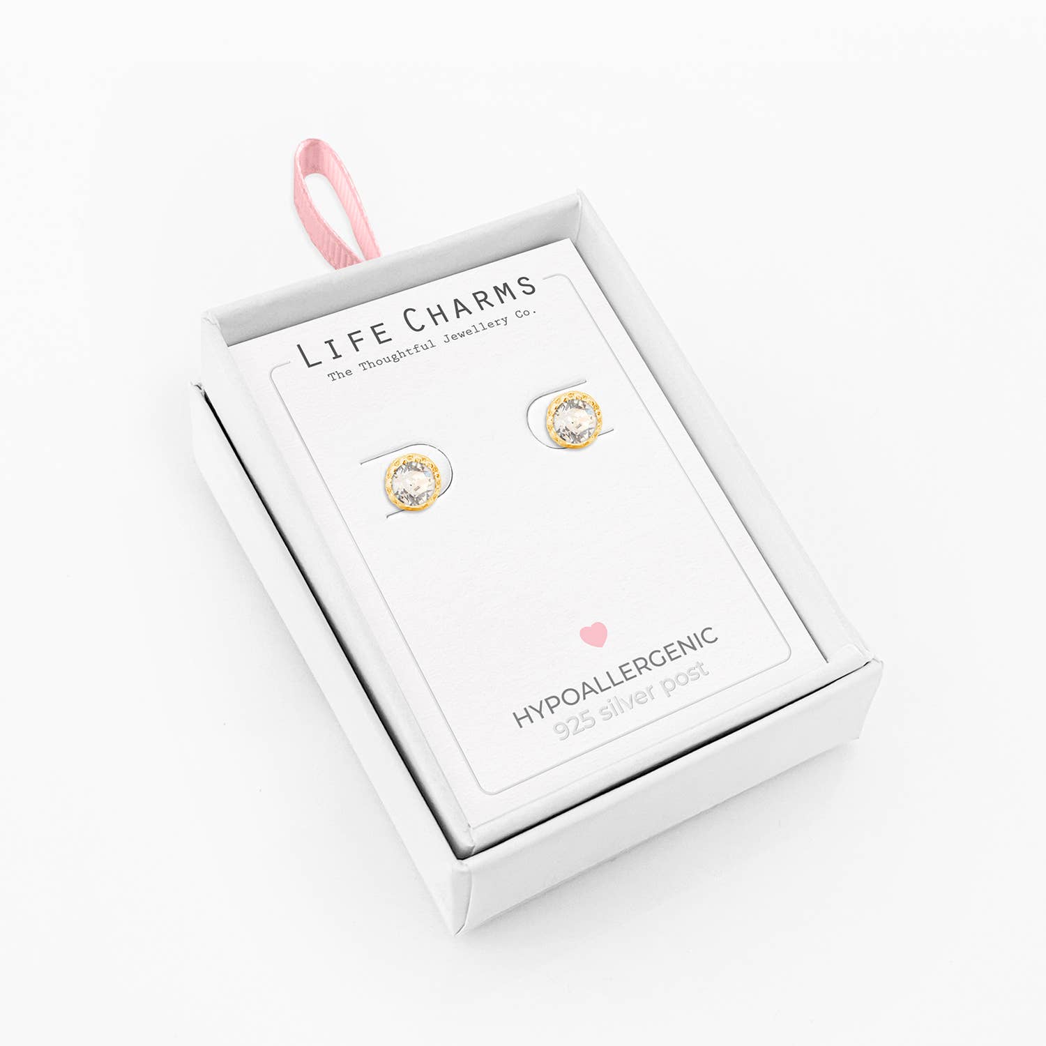 Diamond Crystal Gold Stud Earrings