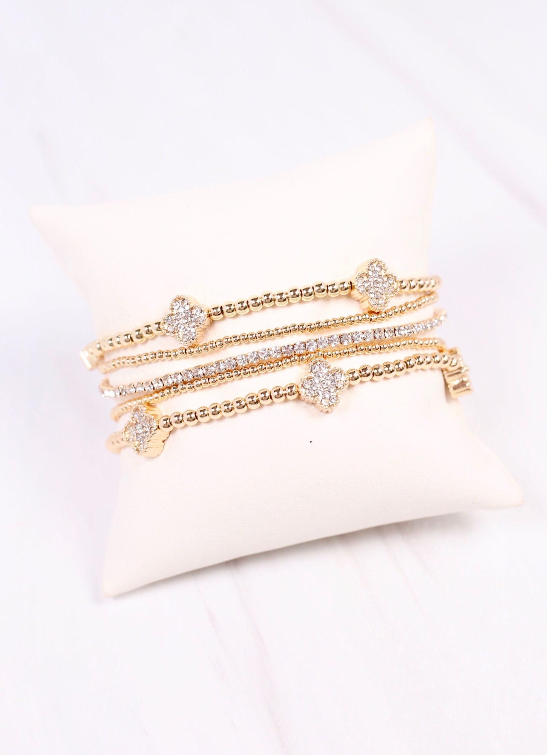 Jaine CZ Clover Bracelet Set