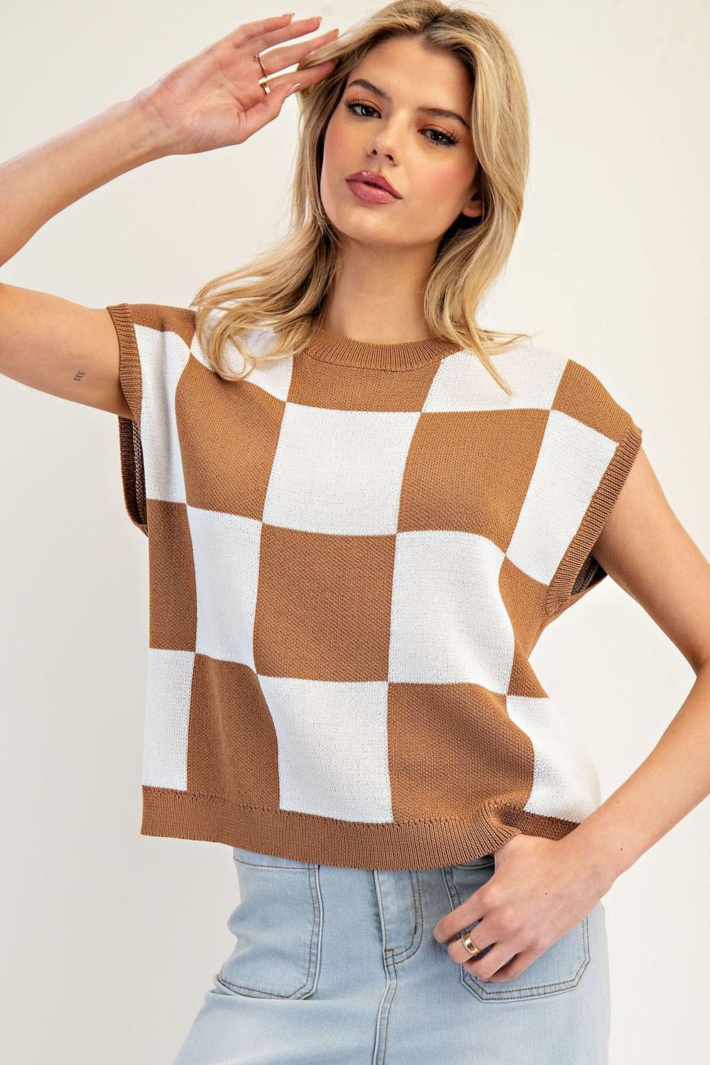 Color Block Sleeveless Sweater Top