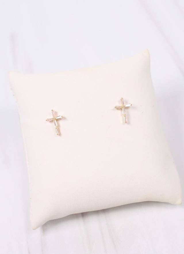 Geare CZ Cross Stud Earring CLEAR