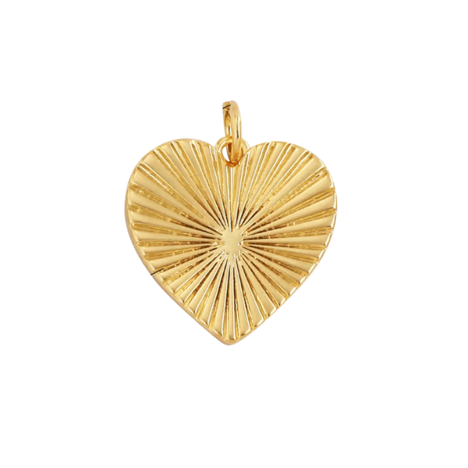 Etched Gold Heart Charm ~ 14k Gold Filled Charm