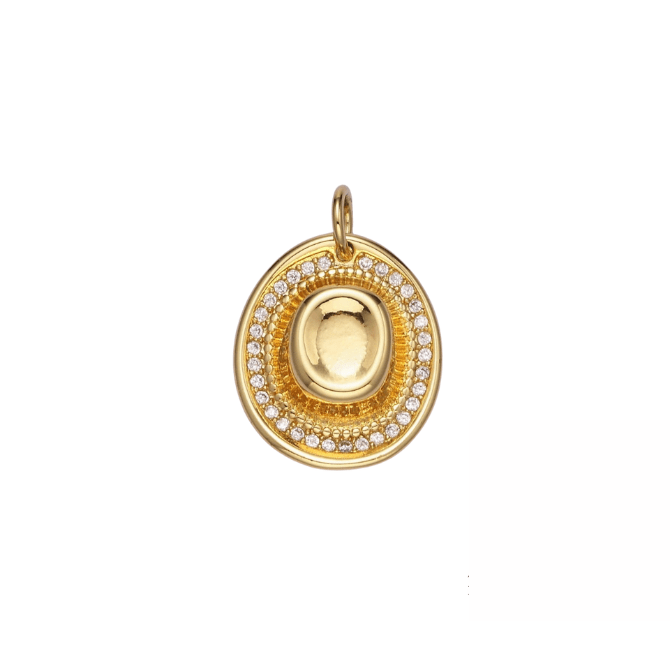 Western Chic Hat Charm ~ 18k Gold Plated Brass