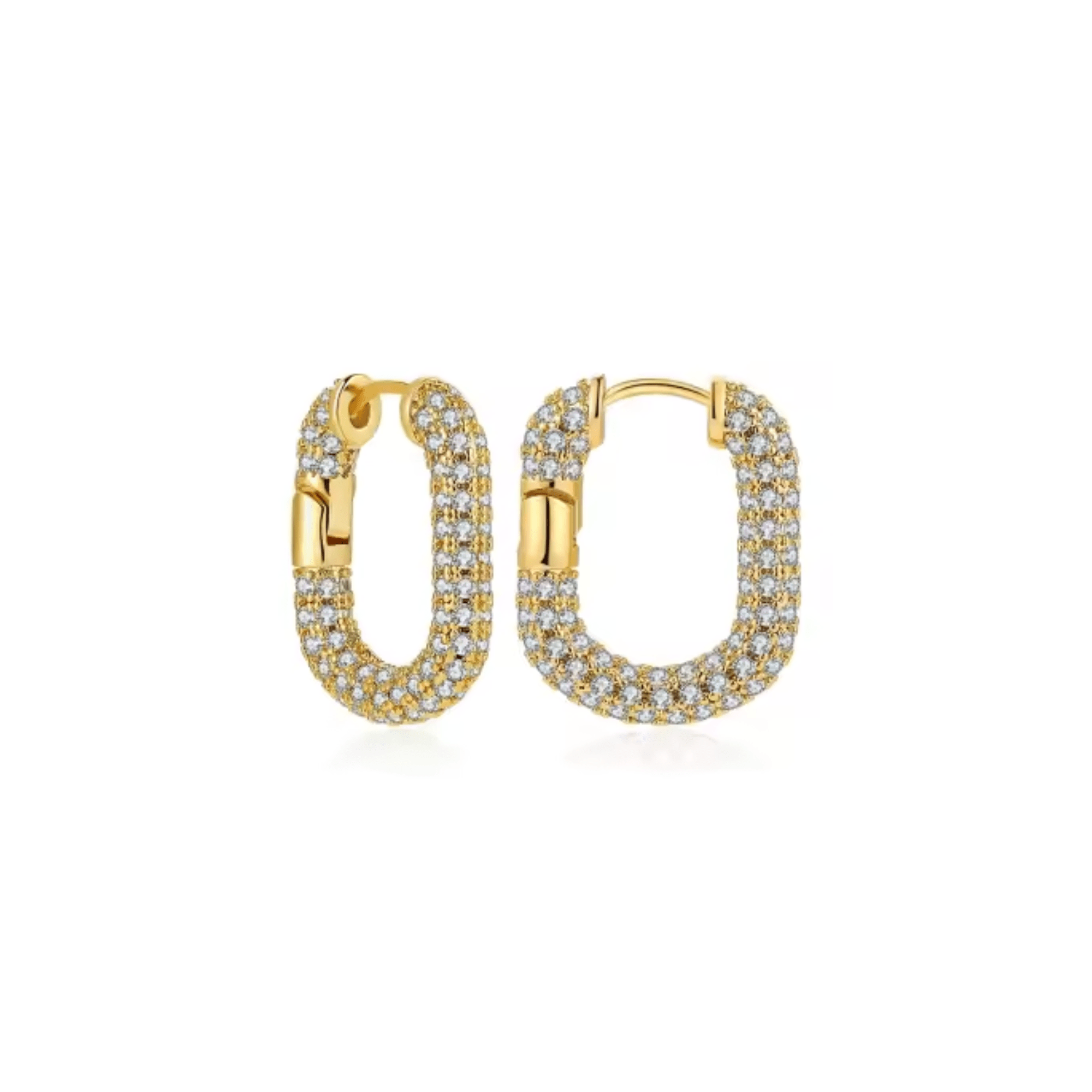 Ava Pave Hoops ~ 18k Gold Plated Stainless Steel Earrings