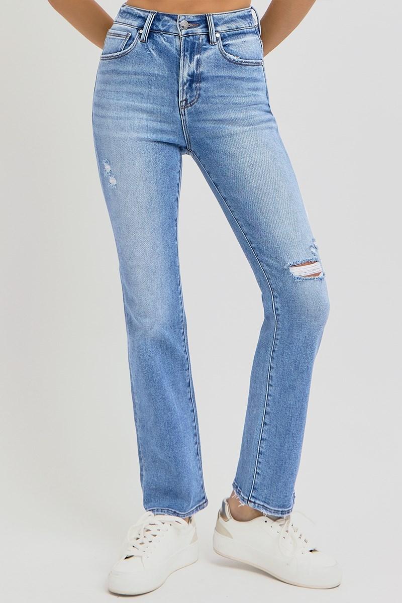 High Rise-Ankle Straight Jeans