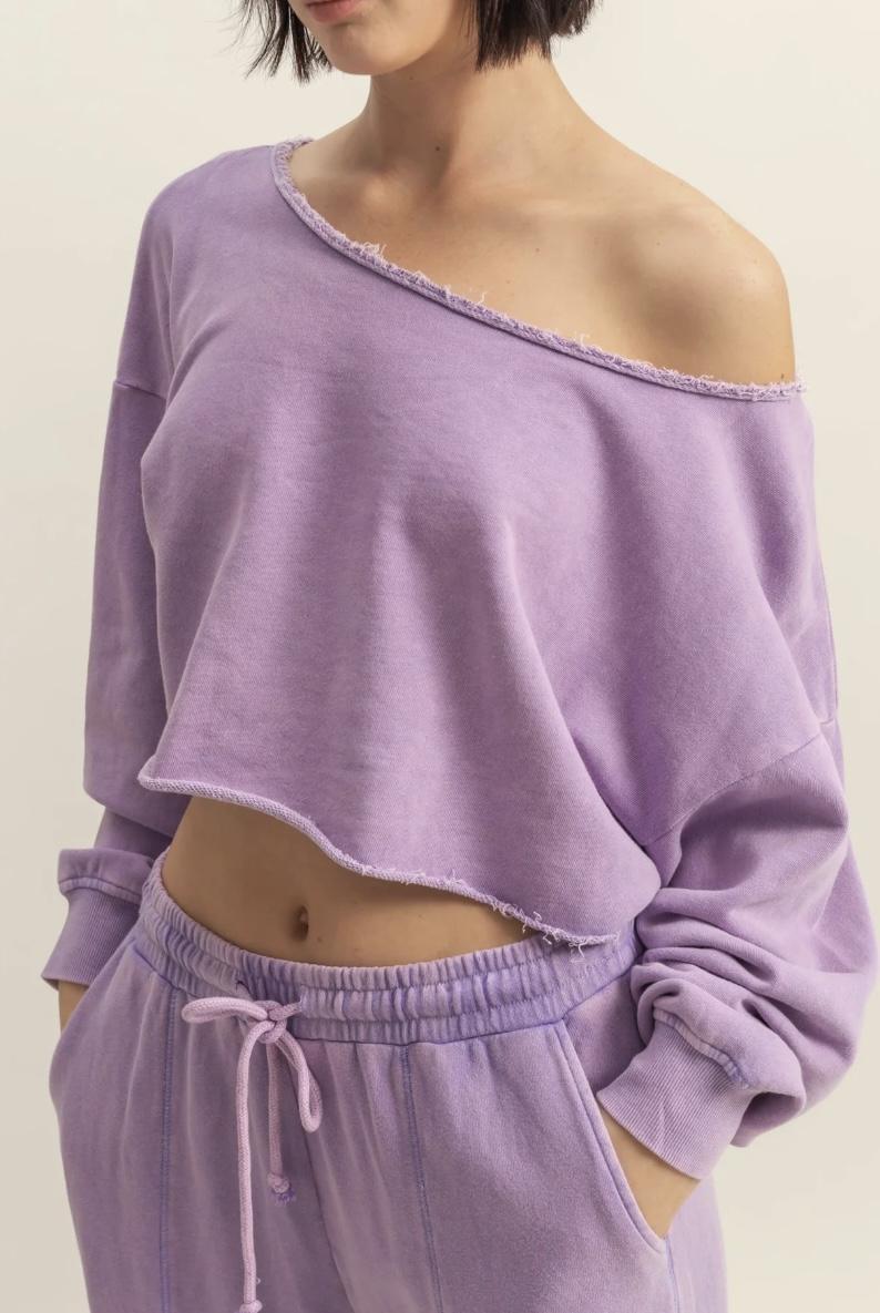 Frayed Detail Off Shoulder Crop Top
