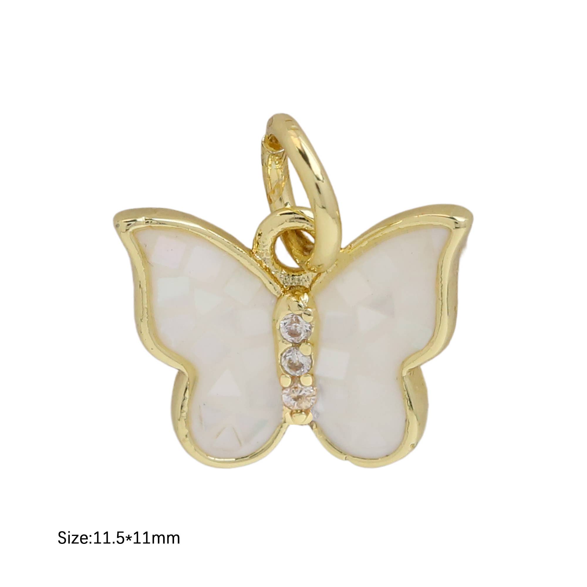 White Pearl Shell Butterfly Charm For Charm Necklace
