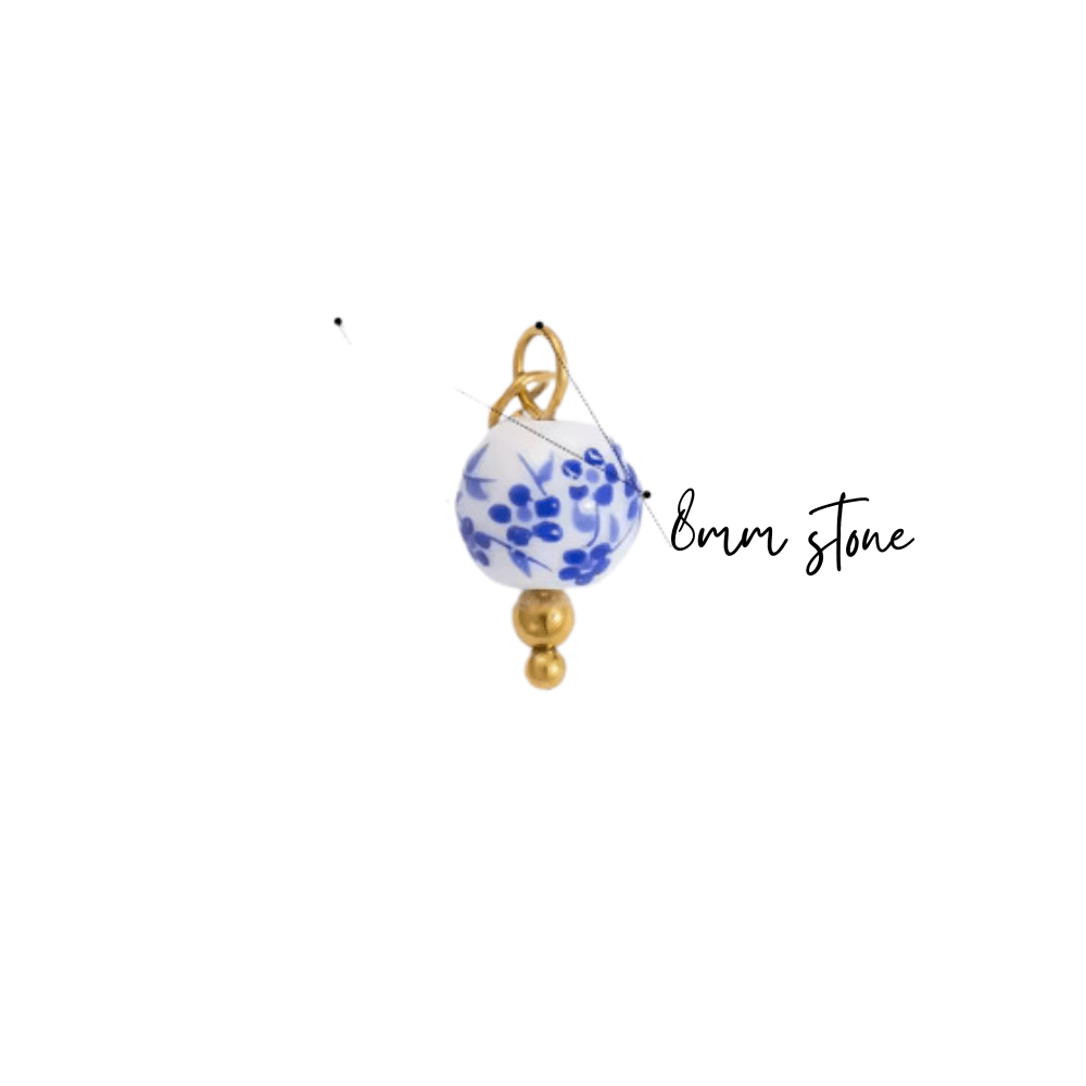 Blue Floral 8mm Charm